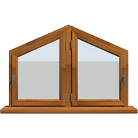 Деревянное окно - пятиугольник из лиственницы Модель 114 Клен
